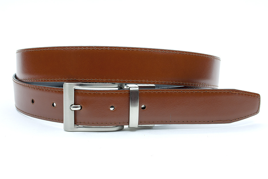 JV Belts Draaibare (reversibel) riem cognac/zwart