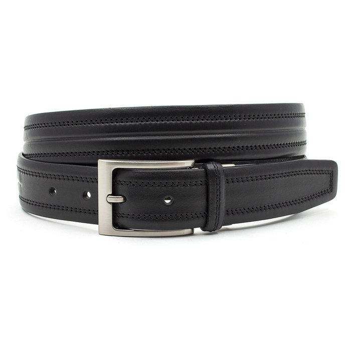 JV Belts Sportieve heren riem zwart met dubbele stiknaad