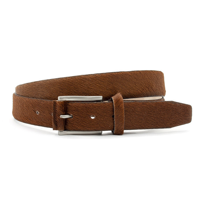 JV Belts Dames/heren cognac kleurige hair-on riem