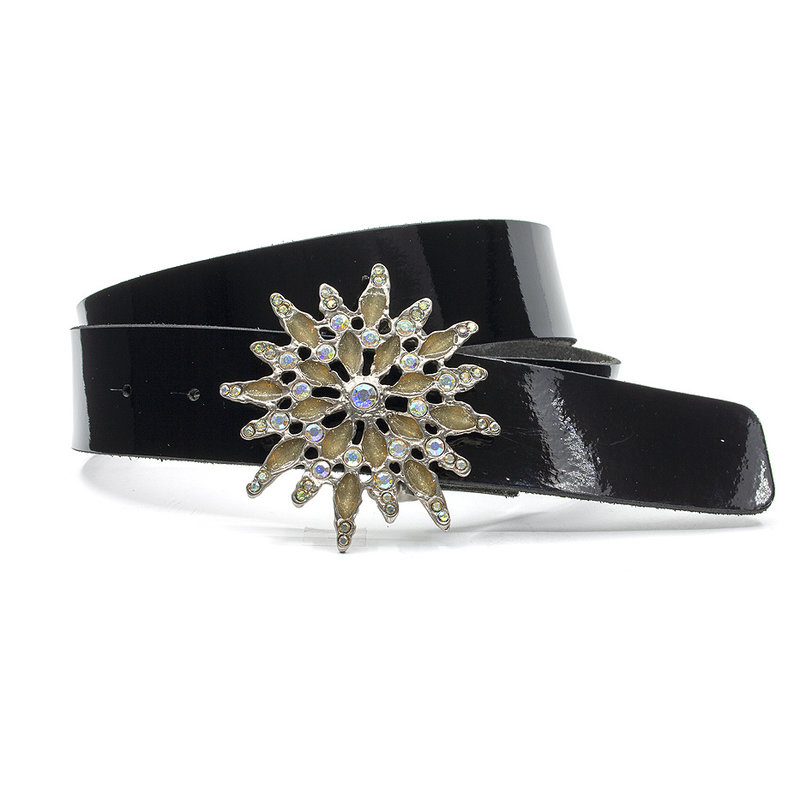 Thimbly Belts Zwarte leren lak riem