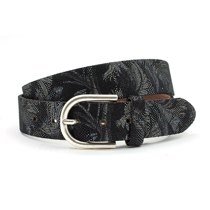 A-Zone Dames riem zwart met fantasieprint