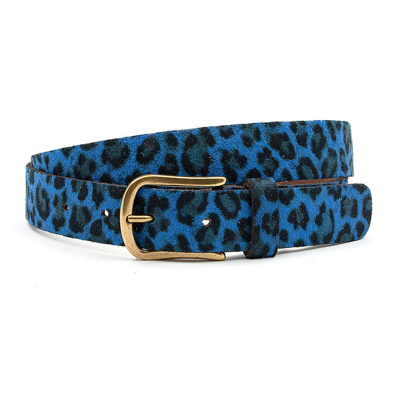 A-Zone Dames riem met blauwe leopard print