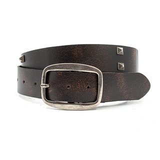 Thimbly Belts Stoere jeans riem bruin met studs