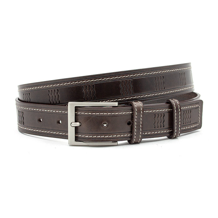 JV Belts Unisex riem bruin met golfpatroon