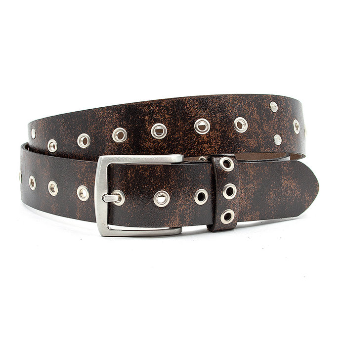 Thimbly Belts Bruine jeansriem met ringen