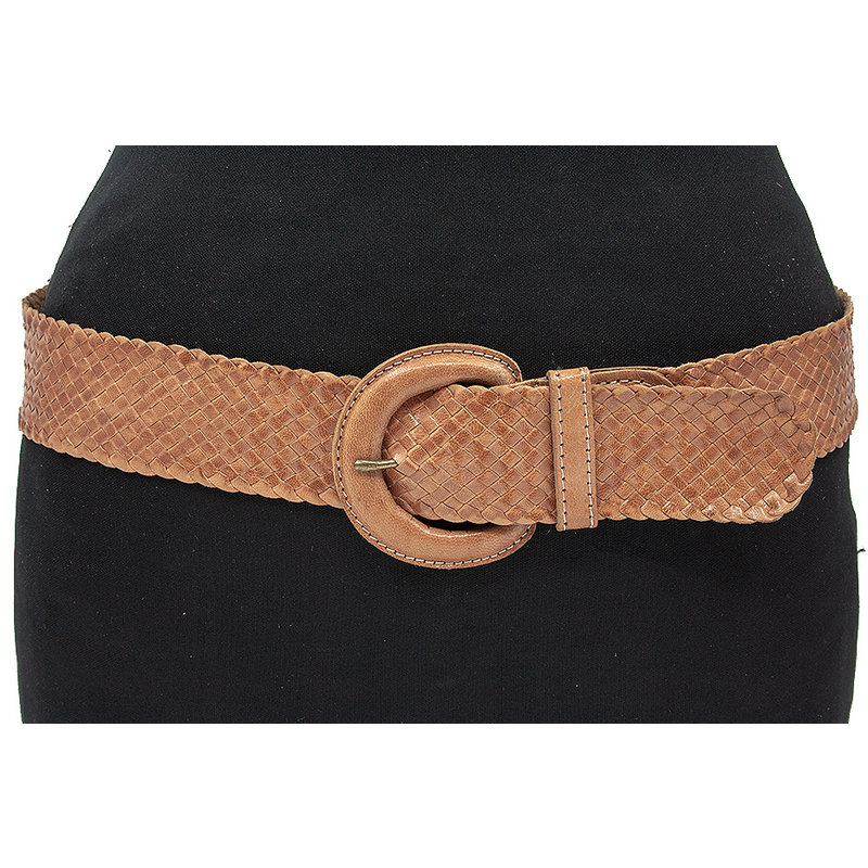 Thimbly Belts Dames gevlochten riem naturel