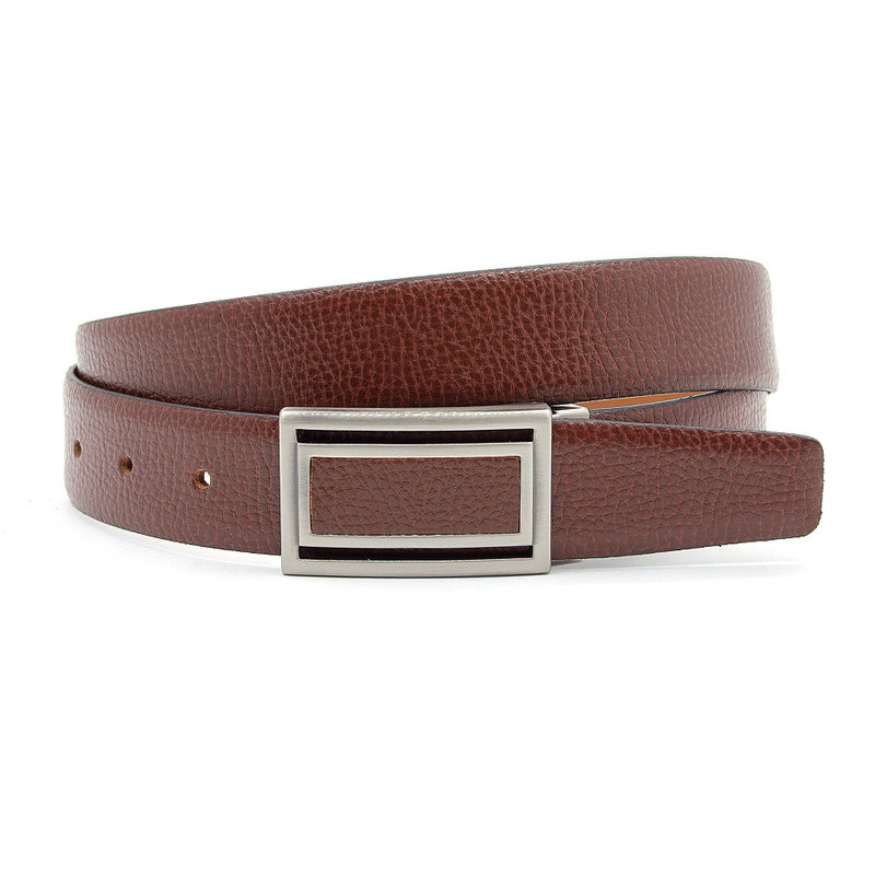 Miguel Bellido Classic Luxe rood bruine pantalon riem met plakaatgesp