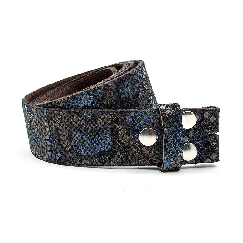 A-Zone dames riem zonder gesp zwart/blauwe slang print