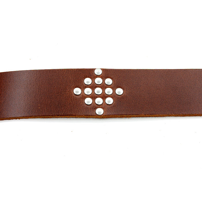 A-Zone Stoere jeans riem cognac met studs