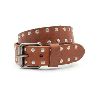 JV Belts Leren kinderriem cognac met studs