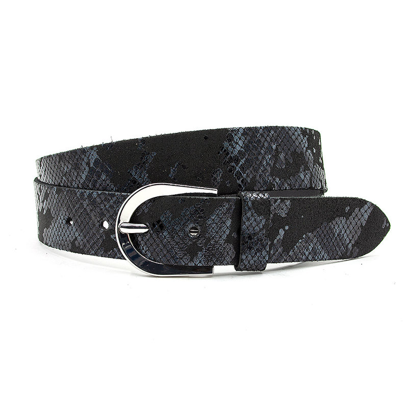 Thimbly Belts Dames riem kroko look zwart/grijs