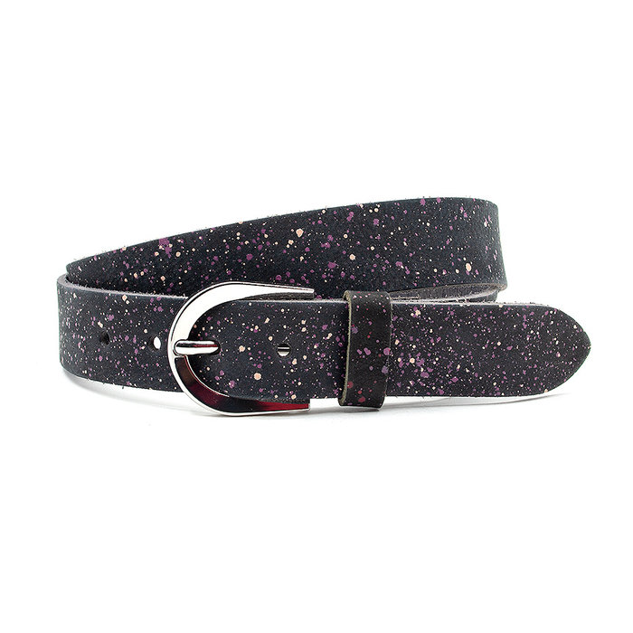 Thimbly Belts Dames riem zwart met spikkels