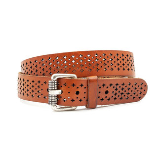 A-Zone Dames riem cognac gelaserd