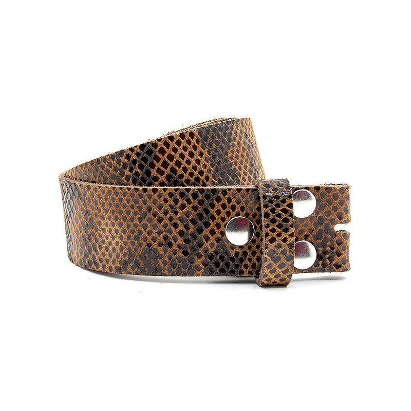 A-Zone Dames riem zonder gesp cognac slangenprint