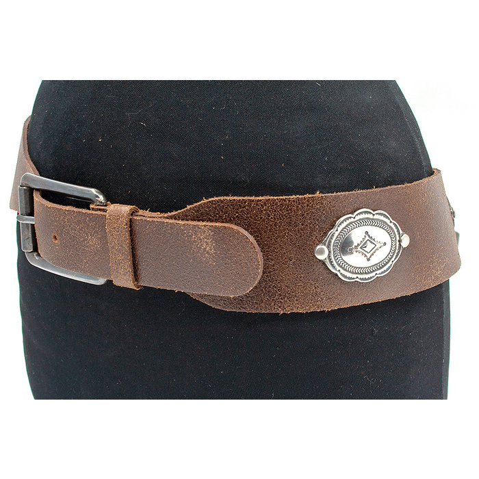 A-Zone Dames riem bruin met ornamenten