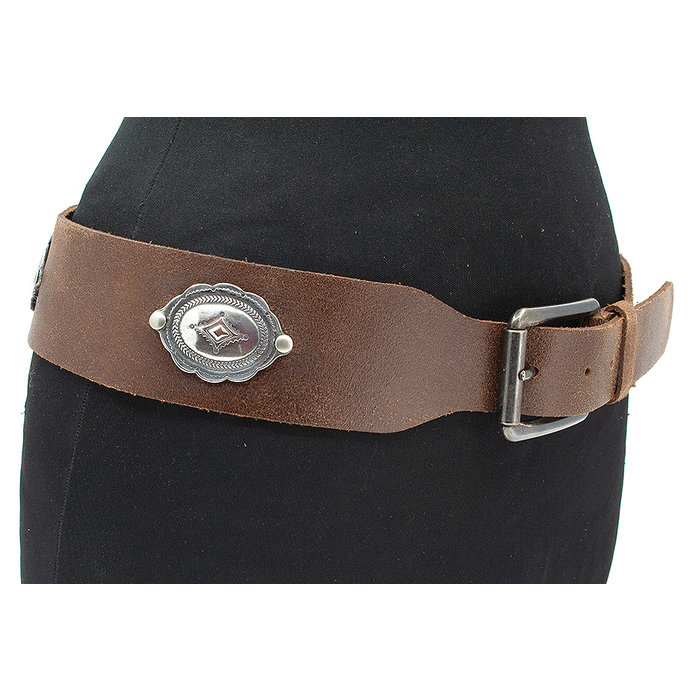 A-Zone Dames riem bruin met ornamenten