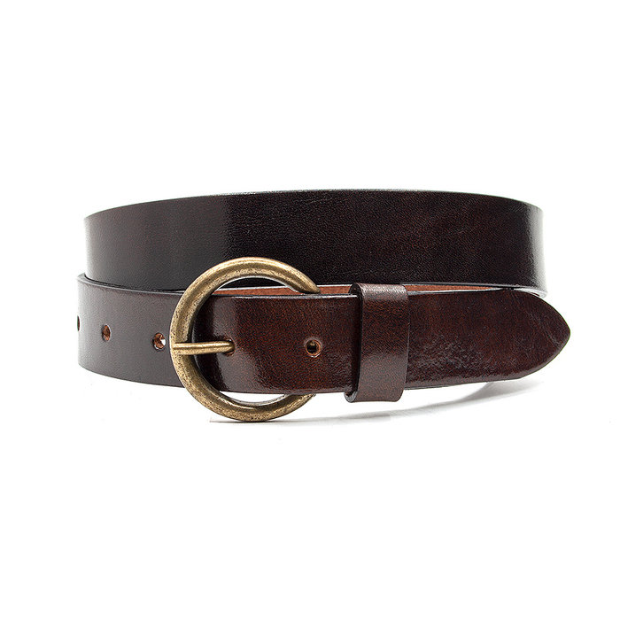 Thimbly Belts Leren kinderriem bruin glanzend