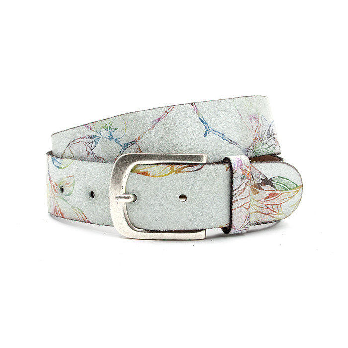 A-Zone Dames riem lichtgrijs  met bloemenprint