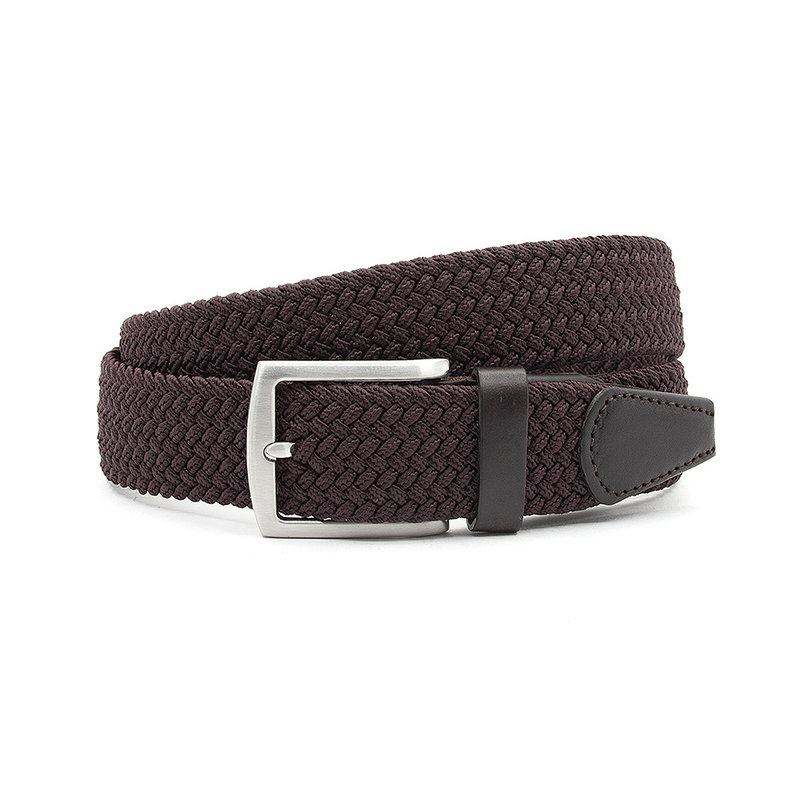 Thimbly Belts Nette bruine elastische riem afgewerkt met leer