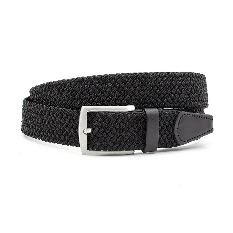Thimbly Belts Nette elastische zwarte riem afgewerkt met leer
