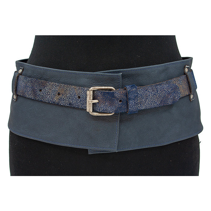 A-Zone Blauwe nappa riem met riempje