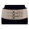 Thimbly Belts Brede heupriem beige met 3 sluitingen