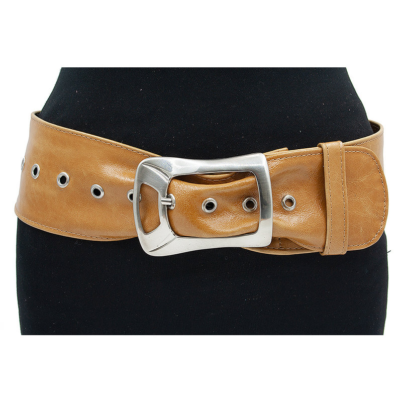 Thimbly Belts Dames nappa leren taille/heupriem okergeel