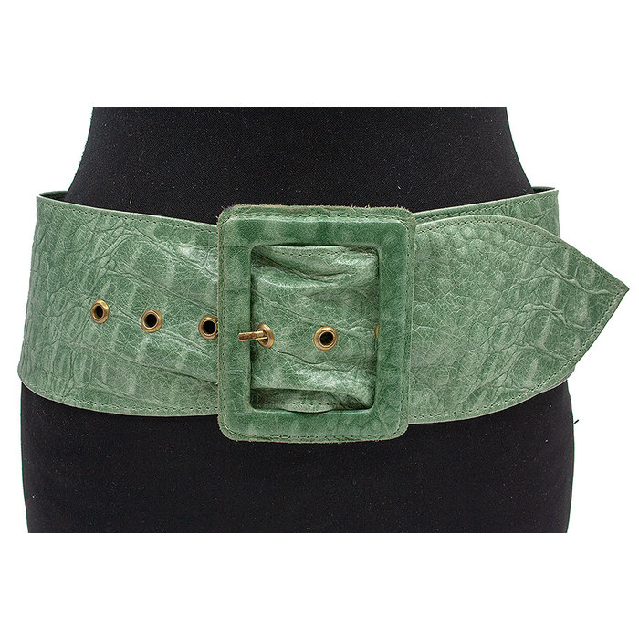 Thimbly Belts Dames taille/heup riem kroko groen