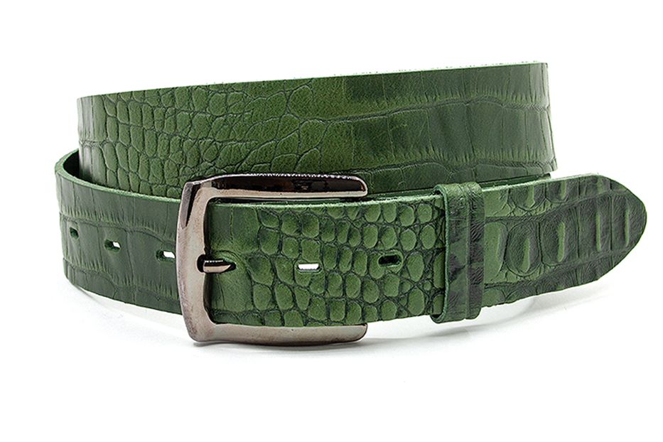 A-Zone Dames riem groen met crocoprint