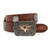 Dames/heren riem cognac met plaatgesp en studs