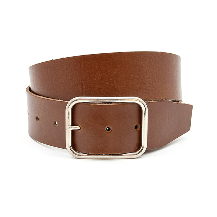Thimbly Belts Brede leren heupriem cognac