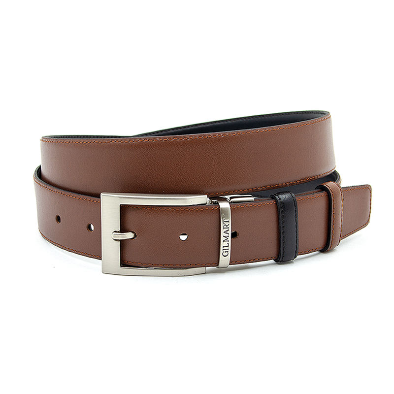 Gilmart Draaibare (reversibel) riem cognac/zwart