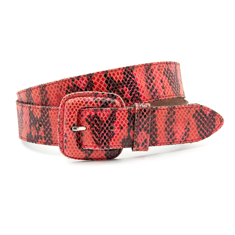 A-Zone Dames ceintuur rood/zwart met slangenprint