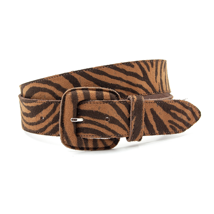 A-Zone Dames riem bruin/zwart met zebraprint