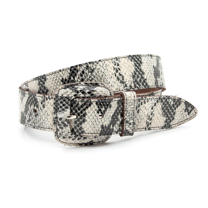 A-Zone Dames riem slangen print creme/zwart
