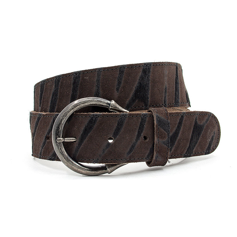 Thimbly Belts Dames riem zwart met harige zebra strepen