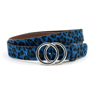 A-Zone Dames ceintuur zwart/blauw leopard