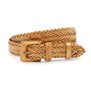 Thimbly Belts Geel gouden dames gevlochten riem