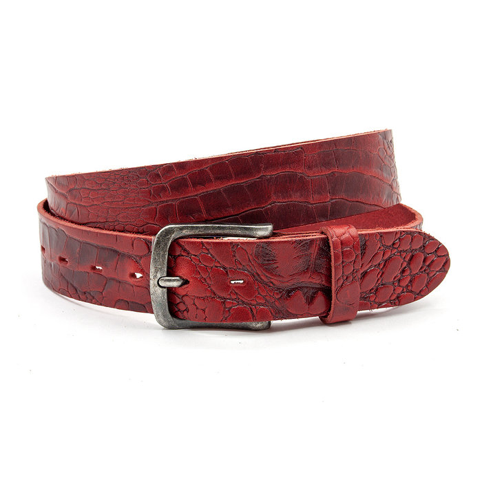A-Zone Jeans riem rood slangenprint