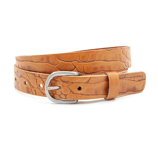 Thimbly Belts Mooie soepele cognac riem met croco print.