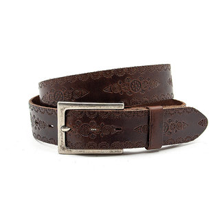 Thimbly Belts Dames riem choco bruin met Inka print