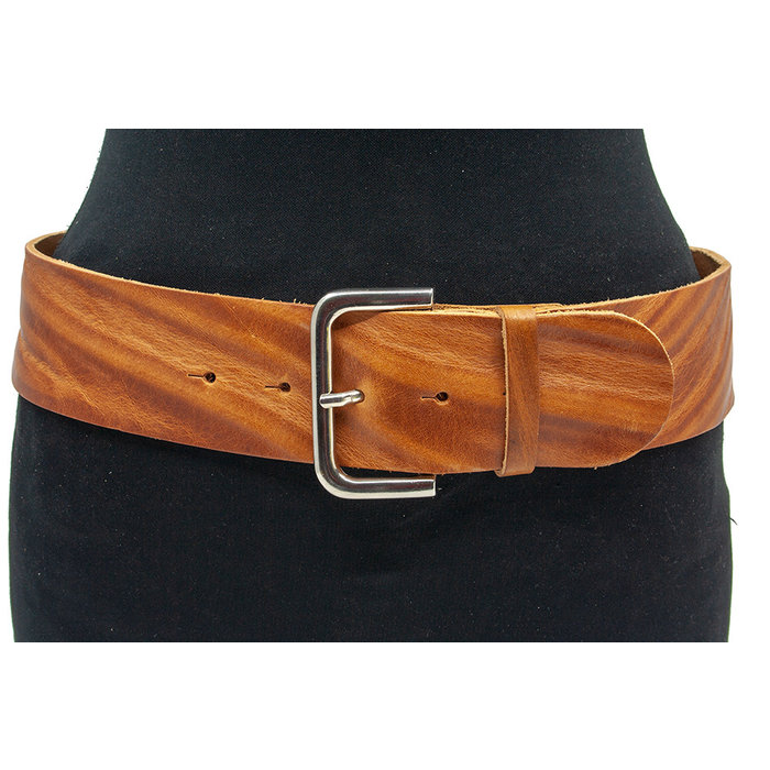 Thimbly Belts Brede lederen dames heupriem cognac