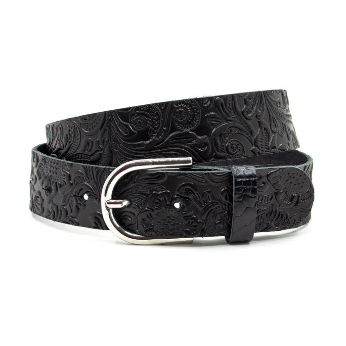 Thimbly Belts Jeans riem met bloemen zwart