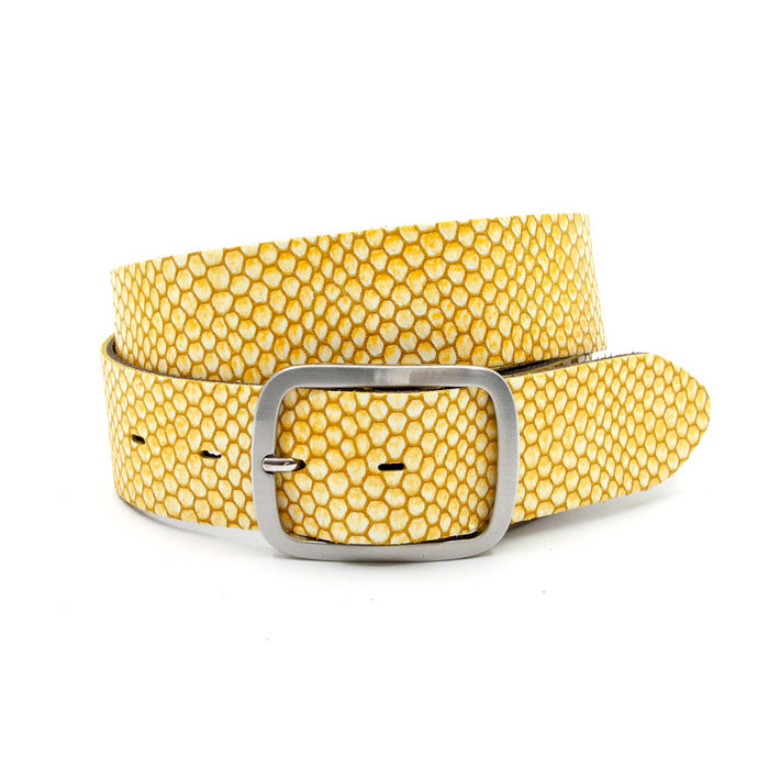 Thimbly Belts Jeans dames riem geel honinggraat