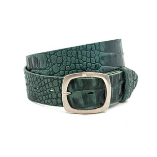 Thimbly Belts Jeans riem groen met croco look