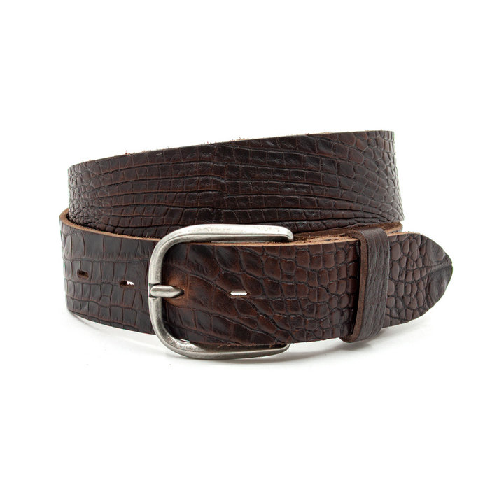 Thimbly Belts Jeans riem donkerbruin croco