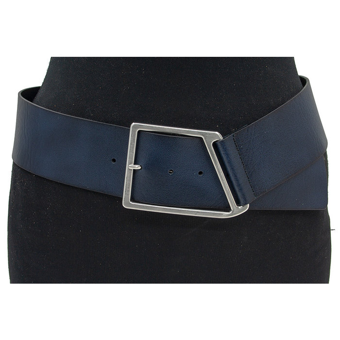 Thimbly Belts Dames brede heupriem donkerblauw leer