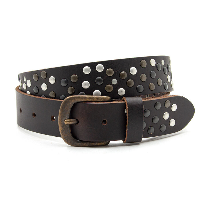 Thimbly Belts Dames riem zwart met  nieten