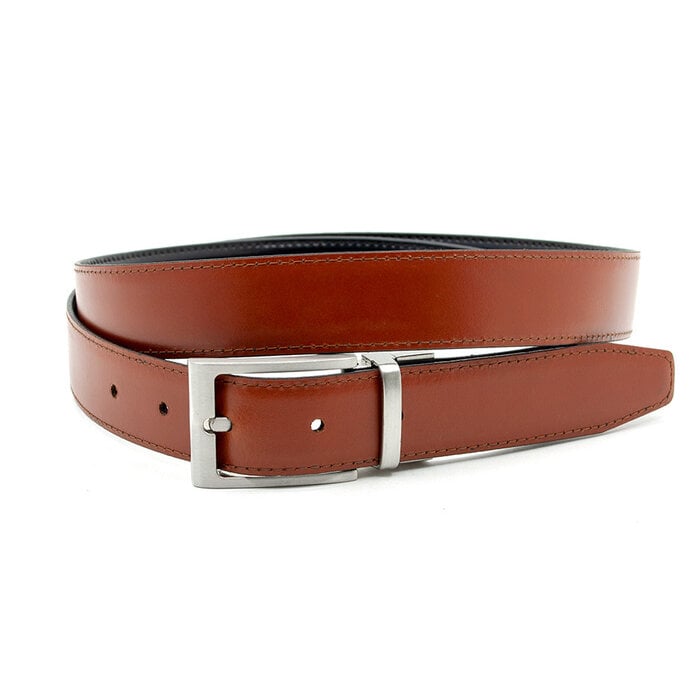 JV Belts Draaibare reversible riem cognac/zwart