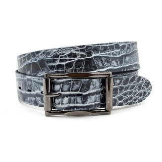 A-Zone Dames riem zwart/zilver kroko